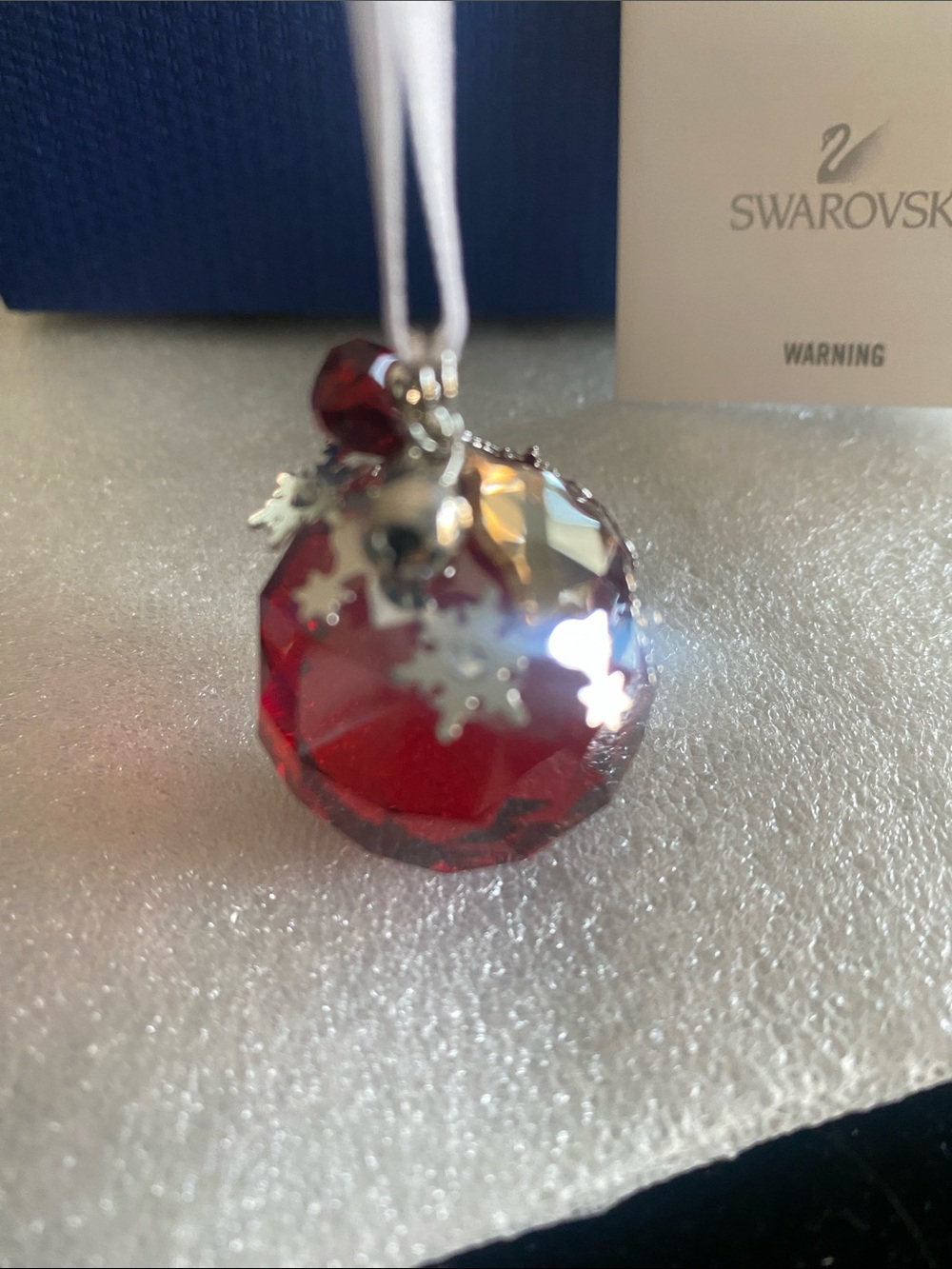 Swarovski Deep Red Faceted Crystal Pendant with Silver Stars - Picture 2 of 7